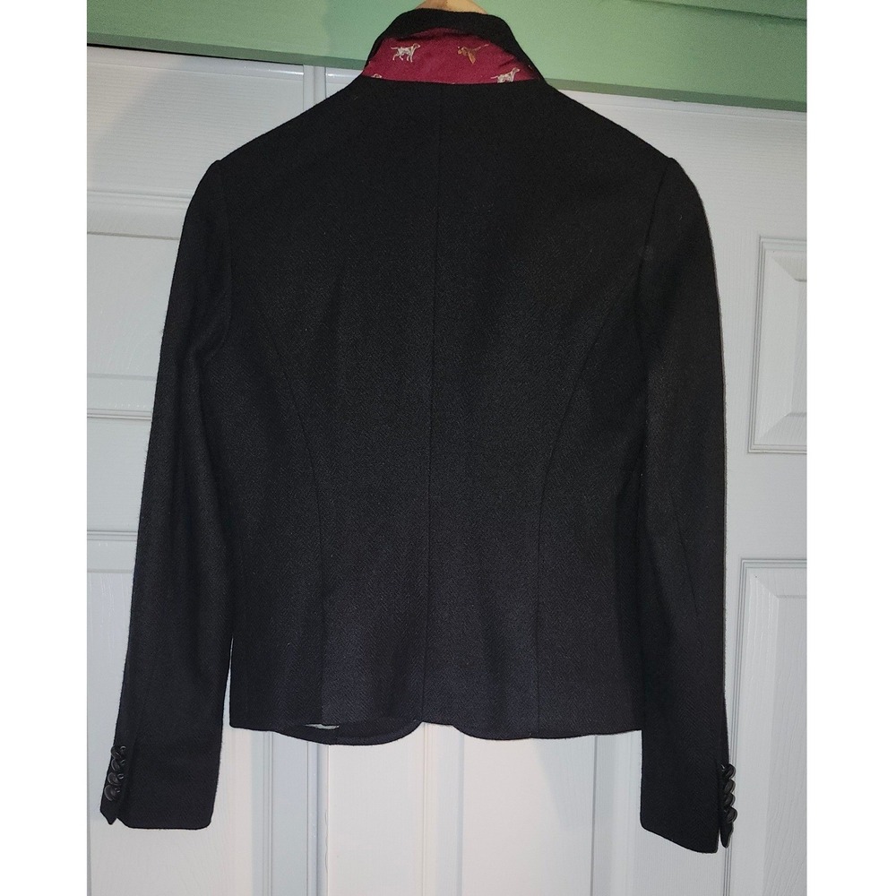 VTG J.Crew Robert Noble Scottish‎ Wool Herringbone Blazer Black Pink Pheasant - Picture 7 of 8